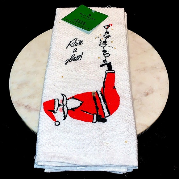 kate spade Other - KATE SPADE NEW YORKK KITCHEN TOWELS RAISE A GLASS SET OF 2 NEW COTTON